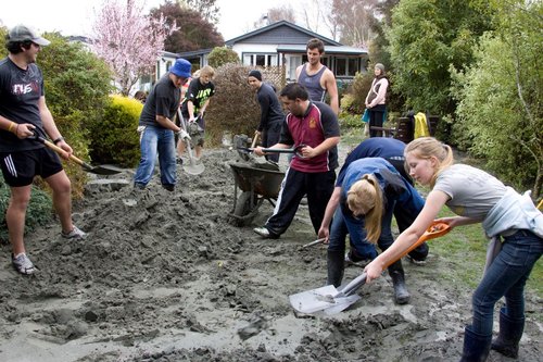 An SVA team clears liquefaction after 4 September